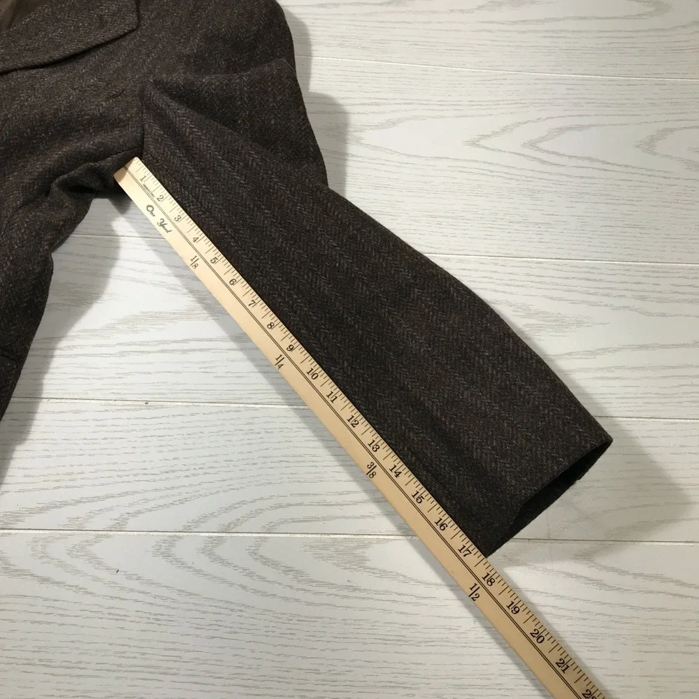 Vintage 80s Haggar Wool Blazer Sport Coat Men 42L Brown Herringbone Academia Dad